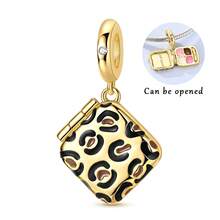 1Pc 18K Gold Plated Cheetah Leopard Pattern Series, Spacer Beads, Clip Charm & Safety Chain Charms, DIY Jewelry Findings For Bracelet Necklace Making - Gold - View 2