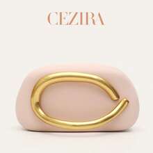 CEZIRA Fashionable Elegant Design PU Vegan Leather Hard Shell Evening Clutch Bag With Metal Handle For Women, Suitable For Banquet, Party, Date, Wedding Occasions - Multicolor - View 13