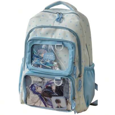 Bolsa Ita de gran capacidad para niñas, mochila linda con lunares para estudiantes de secundaria, mochila de estilo anime para estudiantes (sin adornos)