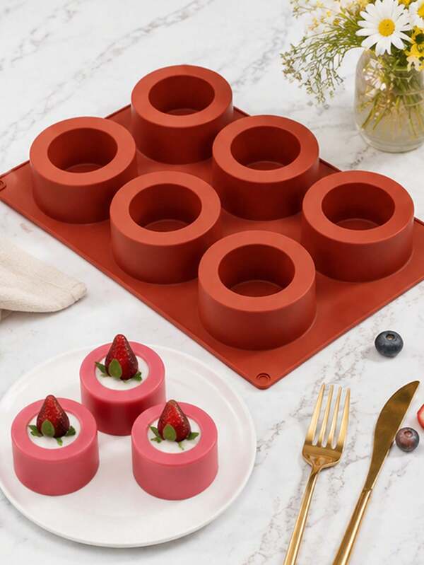6-fach runde strukturierte Silikon-Backform für Kuchen, Mousse, Schokolade, Pudding, Dessert-Herstellung, Heim-DIY-Backwerkzeug