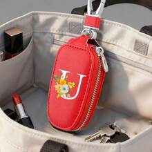 26 Letter Plainweavekey Bag,Red Yellow Flowerkey Bag,Car Keychain,Keychain,PUkeychain,Wallet,Zipper Bag,Carkeyorganizer,Men'sgift,Christmasgift - Multicolor - View 21