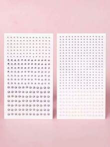 2/1 Pack Multi-Size Small 3D Rhinestone Gem Eye & Face Stickers, DIY Music Festival Y2K Makeup Rave Party Eye & Face Decoration Rhinestone Stickers - Multicolor - View 3