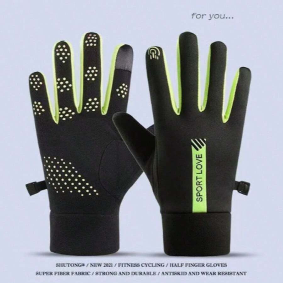 1 Pair Winter Warm Touchscreen Gloves, Unisex Thermal Lined Anti-Slip Gloves, Suitable For Cold Weather Cycling, Driving, Running, Fishing And Outdoor Sports. - Multicolor - View 1