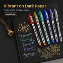 6pcs Pearlescent Metallic Markers, Waterproof Permanent Colored Markers, Metallic Color Markers, Glitter Markers - Sets - View 1