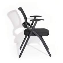 Ergonomic Mesh Office Chair, Foldable Training Chair With Armrests - Black - No Tabletop - View 4