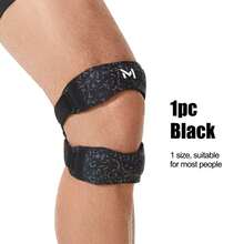 AA MASEDA 1pc Double Layer Knee Support Strap, Suitable For Running And Fitness, Adjustable, Breathable, Non-Slip Patella Band, Designed For Joint Stability And High-Intensity Training, Lightweight And Durable - Black - View 10