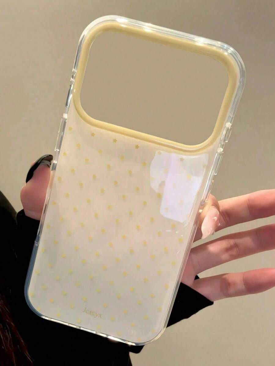 Ins韓系簡約黃色波點手機殼,適用於Apple 17 Pro Max、13/12/16 Pro、新款15 Pro Max,女款純色創意雙層全包覆硬殼保護套 - 彩色 - 查看 1