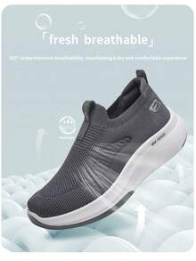Desai Men's Slip-On Sneakers, Fabric Upper Round Toe Walking Shoes With PU Sole, Casual Shoes For Daily Wear And Travel Shoes For Men Shoes Men - Grey - View 10