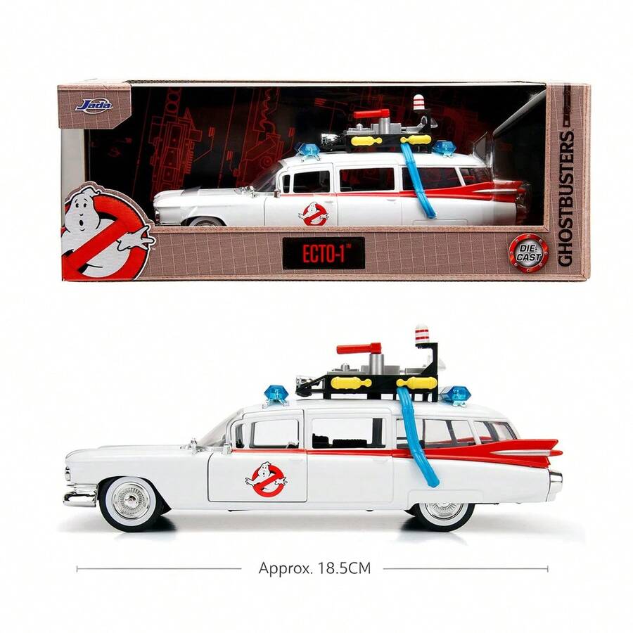 Simba Jada Toys Hollywood Rides Ghostbusters ECTO‑1 1:24 Scale Die‑Cast Vehicle, White Collectible Display Toy For Movie Fans & Hobby Collectors - Multicolor - View 1