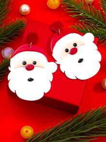 1 Pair Exaggerated Personalized Christmas Holiday Atmosphere Santa Claus Head Sweet Cute Earrings Ear Pendants - Red and White - View 2