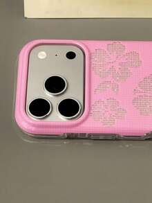 Ins Style Silver Rhinestone Hibiscus Flower Phone Case Compatible With Apple 17 Pro Max, 17 New, 16 Pro Max, 15 Pro, 16 Pro, 15, 17 Pro, Full Coverage Protective Cover, Girly Elegant Minimalist Design - Multicolor - View 3