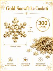 300pcs 2cm Gold Snowflake Confetti, Metallic Shiny Snowflake Table Scatter, Lightweight Reusable Christmas Party Decorations, Gold Snowflake Confetti Suitable For Christmas, Wedding, Birthday, New Year, Winter Holidays, DIY Crafts, Table Party Decor - Golden Snowflake - View 4