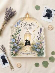 1pc Custom Pet Memorial Desktop,Pet Sympathy Gift Acrylic Keepsake, Personalized Pet Memorial Plaque, Custom Dog Cat Loss Gift, Comfort Lantern Desk Decor,Pet Loss Sympathy Gift,Home Decor - Multicolor - View 6