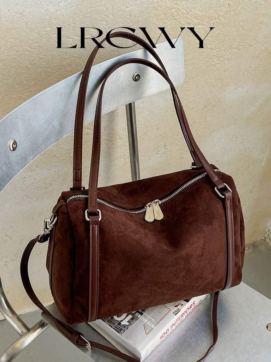Women's Shoulder Tote Bag, Large Capacity Matte PU, Fashion Elegant Minimalist, Suitable For Shopping And Commuting, Coffee Color - Coffee - View 1