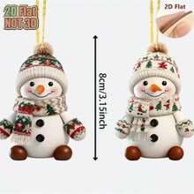 2D Flat [Decorative Hanging Ornament] Snowman 2pcs Set, Christmas Fairy Tale Character, Perfect For Christmas Window And Party Decoration, Christmas Tree Decoration, Perfect Christmas, 2026 New Year Gift, Birthday Gift, Holiday Party Gift - Multicolor - View 5