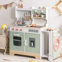 ROBUD Wooden Play Kitchen Set For Kids Toddlers, Pretend Kitchen Playset - Mint Green - View 11