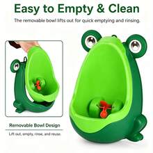Urinal Latihan Buang Air Kecil Bentuk Katak untuk Balita Laki-laki, dengan Target Berputar, Dipasang di Dinding dengan Pengait, Aneka Warna - MultiWarna - View 4