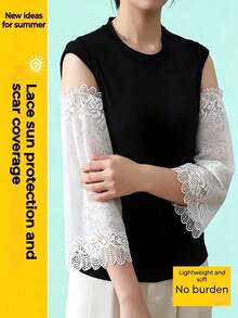1 Pasang Pelindung Lengan Bermotif Bunga Renda, Pelindung Lengan Elegan Bernapas dari Nilon, Pelindung Lengan Gaya Wanita, Pelindung Lengan untuk Menutupi Bekas Luka, Aksesori Fesyen Musim Panas, Cocok untuk Aktivitas Luar Ruangan, Perjalanan, Mengemudi, Festival - Gaya Renda - View 1