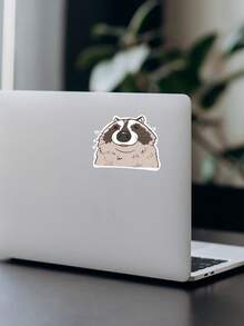 1pc Cute Raccoon Animal Sticker, "Trash Panda" Decal For Phone Case & Journal, Funny Wildlife Stationery Decor - Multicolor - View 4