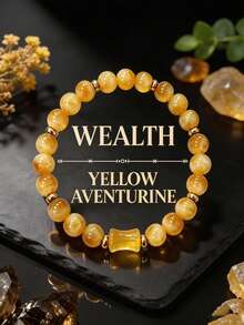 Yellow Citrine Beaded Bracelet Symbolizing Wealth, Helps Attract Wealth And Opportunities, Handmade Spiritual Jewelry With Bamboo Knot Pendant, Suitable For Daily Wear - Multicolor - View 6
