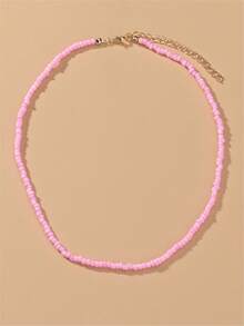 1 pc kalung manik-manik - Berwarna merah muda - View 5