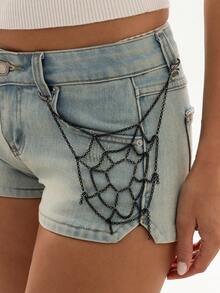 1pc Gothic Black Metal Spider Web Pants Chain, Halloween Punk Style Pocket Chain Accessory For Women Street Party - Pants Chain - View 3