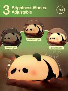 1pc Panda Shaped Home Decor Night Light - Silicone Touch Lamp, 3 Modes, USB Rechargeable LED Light, Suitable For Bedroom, Living Room, Desktop And Other Indoor Decoration, Thoughtful Christmas Gift For Family And Friends - Multicolor - View 8