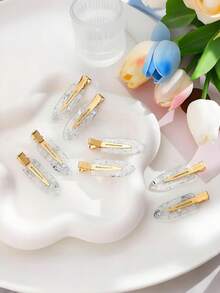 12/10/6/4/2入 女款華麗銀色亮片伴娘髮夾，精緻紙卡無痕髮夾，完美求婚禮物，便攜防皺禮品 - 多款式 - 查看 6
