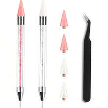 Rhinestone Picker Tool 2 Acrylic Handle Applicator | Dual-Ended, Multi-Functional Tool For Diamand Painting Pens, DIY Nail Art Tool, 4 Extra Wax Tips, 1 Tweezer - View 2