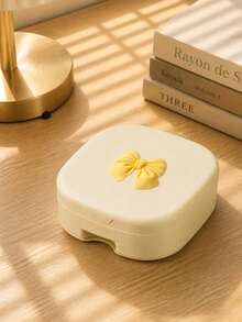 Bow Makeup Mirror Jewelry Storage Box, Plastic Drawer-Style Multi-Layer Cosmetic Mirror, Foldable Convenient Small Mirror Box, Foldable Covered Storage Box, Lightweight Dustproof, High Definition Mirror Surface, Smooth Sliding Drawers, Dressing Table Layered Compartments For Necklaces Rings Hair Clips, Fits Flat Inside Travel Suitcase With Lid Closed, Suitable For Women, College Students, Office Workers, Perfect Gift Between Friends, Protective Souvenir, Birthday Gift - Multicolor - View 1