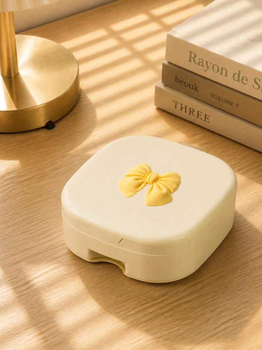 Bow Makeup Mirror Jewelry Storage Box, Plastic Drawer-Style Multi-Layer Cosmetic Mirror, Foldable Convenient Small Mirror Box, Foldable Covered Storage Box, Lightweight Dustproof, High Definition Mirror Surface, Smooth Sliding Drawers, Dressing Table Layered Compartments For Necklaces Rings Hair Clips, Fits Flat Inside Travel Suitcase With Lid Closed, Suitable For Women, College Students, Office Workers, Perfect Gift Between Friends, Protective Souvenir, Birthday Gift - Multicolor - View 1