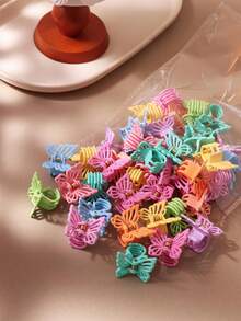 10/20/30/50/100pcs Colorful Hollow Butterfly Hair Claw Clips For Women, Side Clips, Forehead Bangs Clips, Braid Clips, Mini Elegant Princess Hair Accessories (Random Color) - Multicolor - View 2