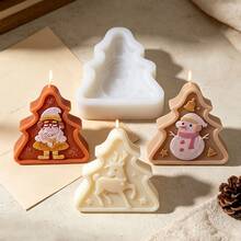 Geometry Xmas Tree Candle Silicone Mold With Santa Claus Reindeer Snowman Design DIY Scented Candle Making Mold For Christmas Holiday Home Decor Gift Crafts - Christmas Mold - View 7