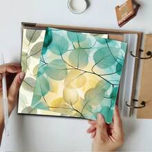 24 Sheets Fresh Leaf Scrapbook Paper, 6-Inch Square Non-Repeating, Transparent Green Leaf Vein Botanical Background Paper, Junk Journal Collage Decorative Paper, DIY Handmade Card Creation, Mori Style Handmade Small Gifts - Square - View 2