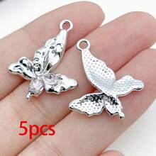 5/20pcs Silvery Plated Pink Rhinestone Charms Ballerina Fairy Butterfly Bear Moon Star Bow Shell Pendant For DIY Necklace Earring Jewelry Making - Pink - View 23
