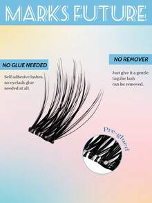 96pcs Self-Adhesive Wispy Natural Look Black False Eyelashes For Home Use (D-Mix 8-16mm) Press-On Eyelashes With Invisible Band Suitable For Beginners - D - View 2