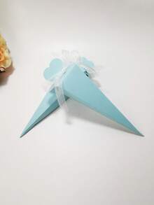 10pcs Elegant White Kraft Paper Cone Gift Boxes With Ribbon - Perfect For Weddings, Birthdays, Baby Showers, Communion, Graduations And Christmas - Ideal For Small Snacks And Party Favors | Ribbon Tied Cone Boxes | Paper Party Favor Boxes - Multicolor - View 5