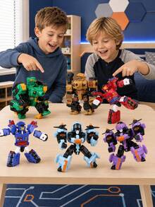 Transforming Mecha Set, Car To Robot Toy, Manual Transformation To Airplane Or Tank, Cartoon Robot Design, Educational Toy, Christmas Gift - Multicolor - View 9