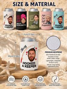 Mangas Personalizadas para Resfriador de Latas com Foto, Personalizadas com Foto do Rosto e Texto Personalizado, Suportes de Bebida Divertidos para Despedidas de Solteira, Viagens de Mulheres e Celebrações em Grupo, Lembrancinhas Hilárias para Apimentar sua Reunião com Tema de Noiva com sua Equipe. - Multicolorido - Visão 6