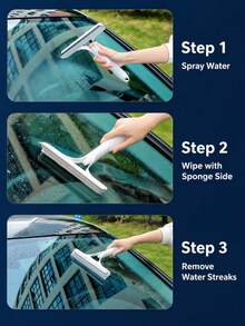 3-In-1 Glass Squeegee With Water Scraper And Sprayer, Multi-Functional Handheld Glass Squeegee For Spraying, Cleaning And Scraping Glass Stains On Tiles, Windshields, Mirrors, Bathrooms And More. Ideal For Kitchen, Bathroom, Home Goods And Household Items, Especially For Back To School Season. - Multiple Styles and Colors - View 4
