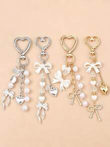 Cute Valentine's Day Heart-Shaped Keychain - Fashion Style Flower Pendant With Lobster Clasp, Gold Metal Ring Accessory, Romantic Gift For Girlfriend, Wife, Girlfriend (Valentine's Day Gift) - Multicolor - View 3