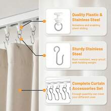 1/30/60 Sets Shower Curtain Hooks And Roller Set, Suitable For Straight And Curved Shower Curtain Rails, Curtain Rail Roller Set, Suitable For Flexible Curtain Rails, Curtain Rail Roller Hook Set - Multicolor - View 4