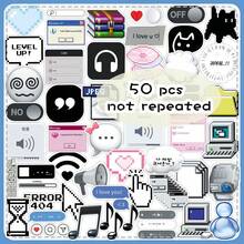 50pcs Vintage Computer Icon Symbols Stickers, Creative Decor For Mirror, Storage Box, Tablet School Supplies - Multicolor - View 8