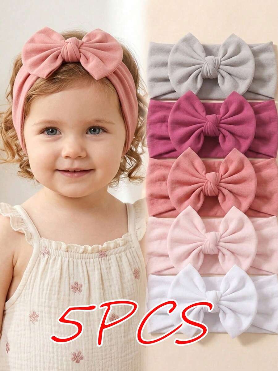 5pcs Baby Bow Decor Hair Band Love Valentine