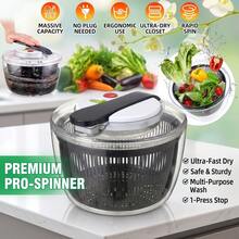 Push‑Action Salad Spinner & Colander, Multifunctional Vegetable Dryer With Drain Function, Dual‑Use Fruit Bowl, Easy Clean Kitchen Gadget For Home Kitchen Meal Prep, Practical Gift For Home Cooks & Salad Lovers - GSTSQ-5L - View 1