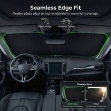 1pc Portable Heat-Insulating Sunshade, Single-Piece Car Sunshade, Specially Designed For Car Front Windshield, Titanium Silver Upgraded Thickened Sunshade, Effectively Blocks Sunlight, Easy To Install, High-Quality Fabric, Practical For Car Interior In Summer, Suitable For Travel And Camping, Fits Sedans, SUVs And Trucks - A - View 3