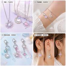 5/10/20pcs Silvery Plated Celestial Rhinestone Charms Sun Moon Star Heart Alloy Pendant For DIY Bracelet Necklace Earring Jewelry Making Findings - Multicolor - View 6