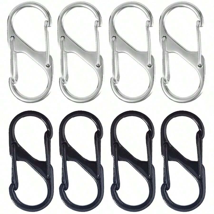 4/8Pcs Alloy Snap Lock Keychain, S-Shaped Alloy Carabiner, Suitable For Camping, Hiking And Other Activities - Multicolor - View 1