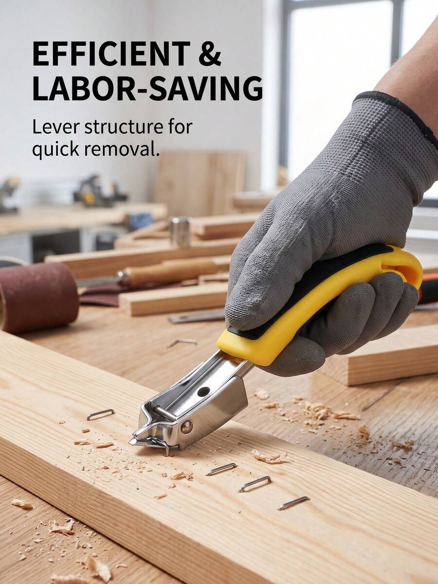 1PC/Lever-Style Handheld Nail Puller, Plastic Handle With Rubber Grip, Alloy Forged Nail Head, Rust-Resistant, Lever Mechanics Fast Nail Removal, Wood Surface Thumbtack Decoration Seam Nail Removal, U-Shaped Door Nail Staple Removal, Woodworking Professional Home Decoration Repair Master, DIY Multi-Purpose Nail Removal Tool - A - View 1
