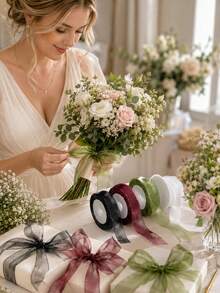 35m Transparent Ribbon, Suitable For Wedding Decoration, Gift Wrapping, Floral Arrangement, Soft And Vibrant, Rolled, Suitable For Party, Handmade, Elegant Decoration DIY Material, Shiny And Smooth, Suitable For Halloween - Multicolor - View 6